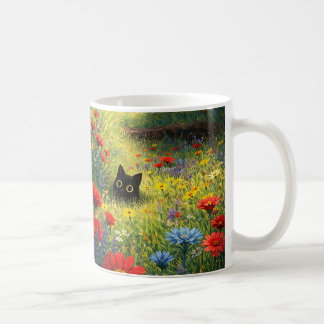 Tasse Chat Noir Floral Fantaisiste