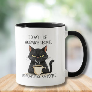 Tasse Chat Noir 'Je n'aime pas les gens du matin'