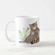 Tasse chat sauvage écossais mignon et chaton
