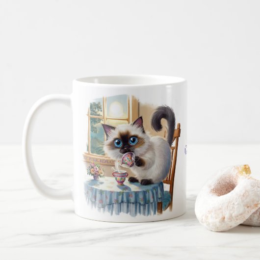 Tasse Chat Siamois & Thé (Avec donut)