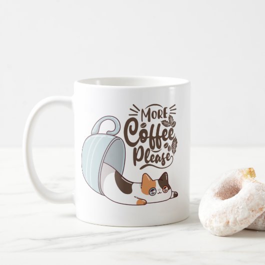 Tasse Chat S'il Vous Plaît Plus de Café | Kit Amou (Avec donut)