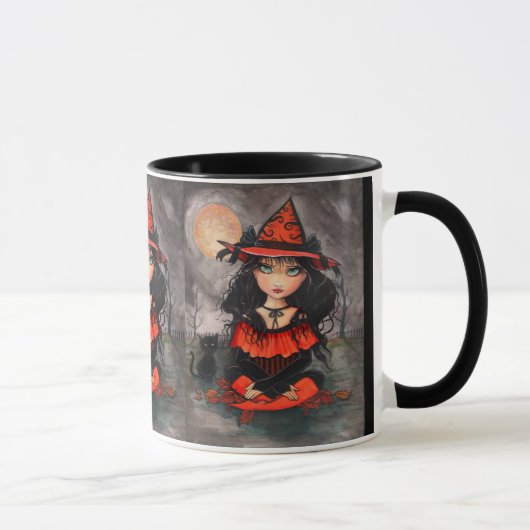 Tasse Chat Sorcière Halloween par Molly Harrison (Droite)
