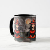 Tasse Chat Sorcière Halloween par Molly Harrison (Devant gauche)