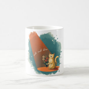 Tasse Chat Sourire Tenant une Fleur “Souris et B