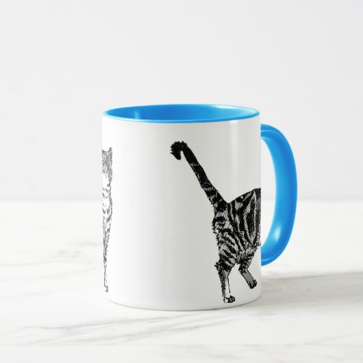 Tasse Chat Tigré Bleu (Devant droit)