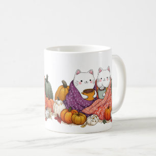 Tasse Chats Automne Cozy avec Citrouilles