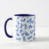 Tasse Chats Flottants Célestes Ming | Accent Bleu (Gauche)