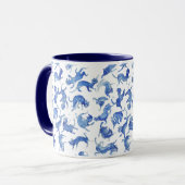 Tasse Chats Flottants Célestes Ming | Accent Bleu (Devant gauche)
