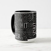 Tasse Cheerleading de nuage de mot en noir et (Devant gauche)