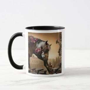 Tasse Cheval Steampunk avec des roses