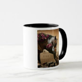 Tasse Cheval Steampunk avec des roses (Devant droit)