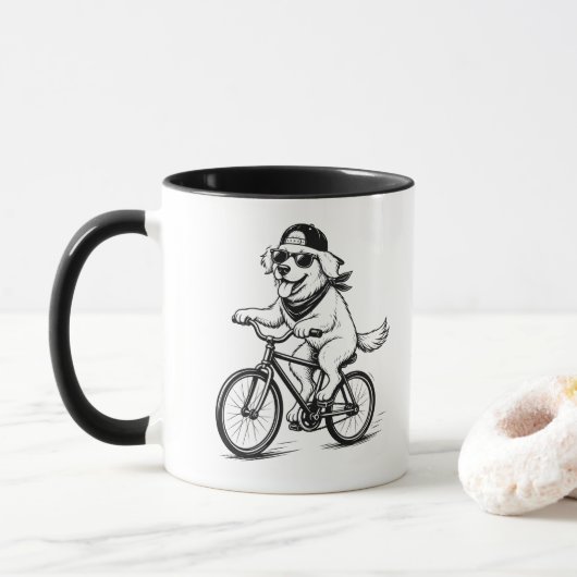 Tasse Chien Cool à Vélo (Avec donut)
