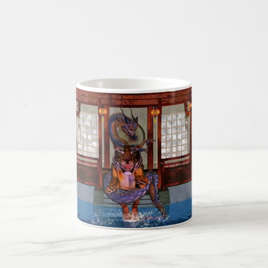 Tasse chinoise de dragon et de tigre, année du (Centre)