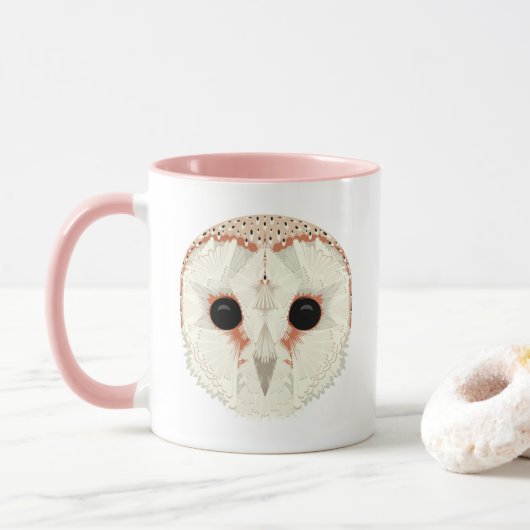 Tasse Chouette Effraie Rose (Avec donut)