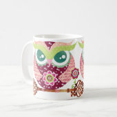 Tasse Chouette Fleur de Printemps (Devant gauche)