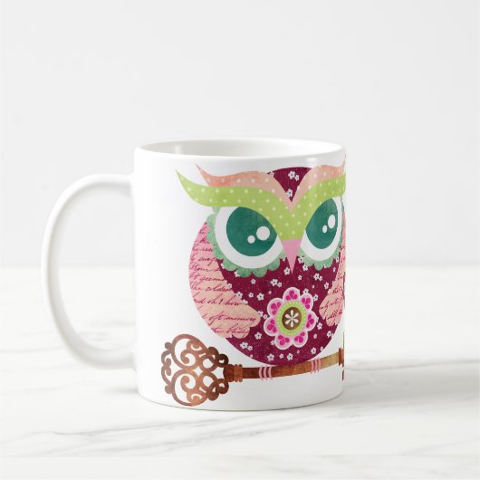 Tasse Chouette Fleur de Printemps (Gauche)