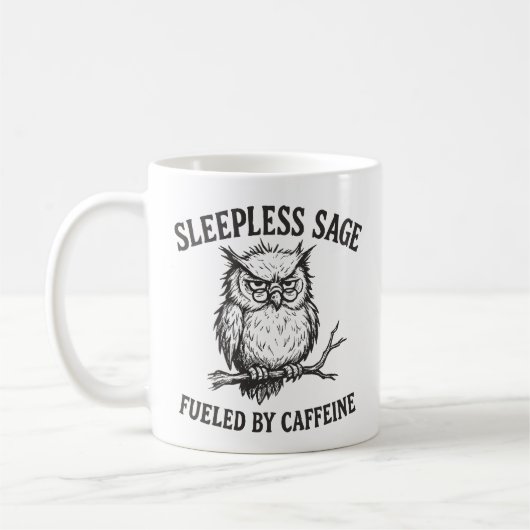 Tasse Chouette Sage Insomniaque Alimentée par la C (Gauche)