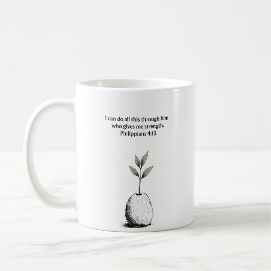 Tasse chrétienne avec verset biblique Philippiens (Gauche)