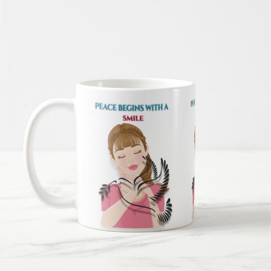 Tasse Classique, 11 oz Tasse Peace Begins with a S (Gauche)