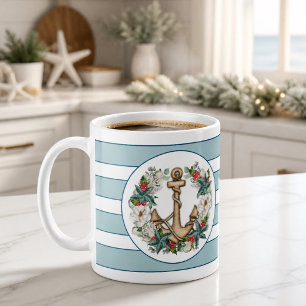 Tasse classique à l'ancrage de la couronne de Noël
