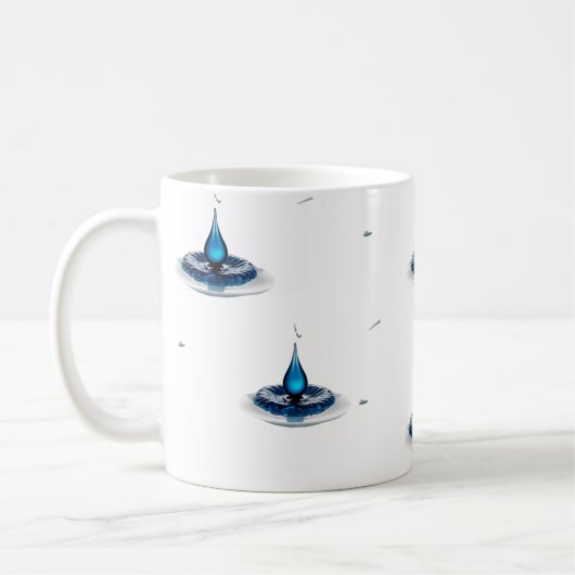 Tasse Classique Abstraite à Goutte d'Eau Bleue à F (Gauche)