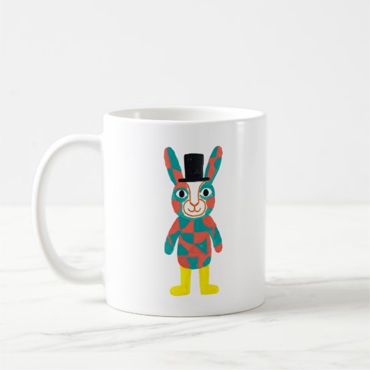Tasse classique avec lapin sarcelle et haut-de-for (Gauche)
