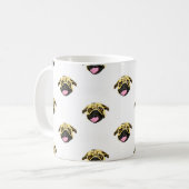 Tasse classique blanche 325 ml avec visage de Pug (Devant gauche)