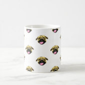 Tasse classique blanche 325 ml avec visage de Pug (Centre)
