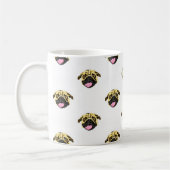 Tasse classique blanche 325 ml avec visage de Pug (Gauche)