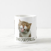 Tasse classique blanche aux visages de chat Meow d (Centre)