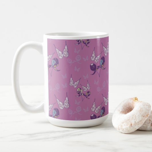Tasse classique Butterfly Joy (Violet) (Avec donut)
