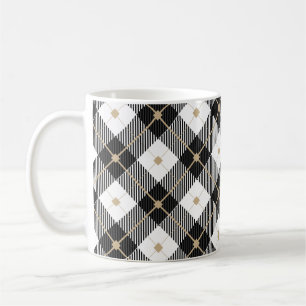 Tasse classique carreaux buffle noir blanc et or