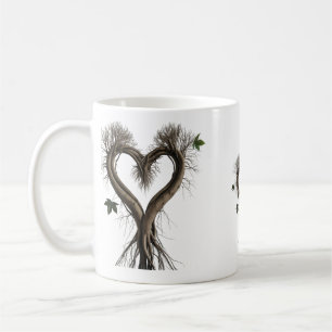 Tasse classique coeur racines d'arbre surréaliste