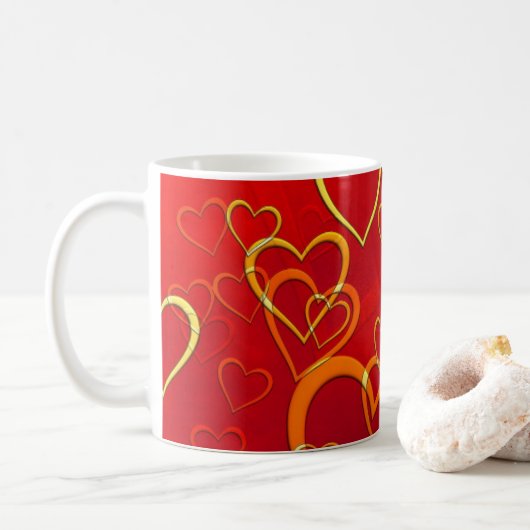 Tasse classique Cœurs rouges Célébrez l'amour (Avec donut)