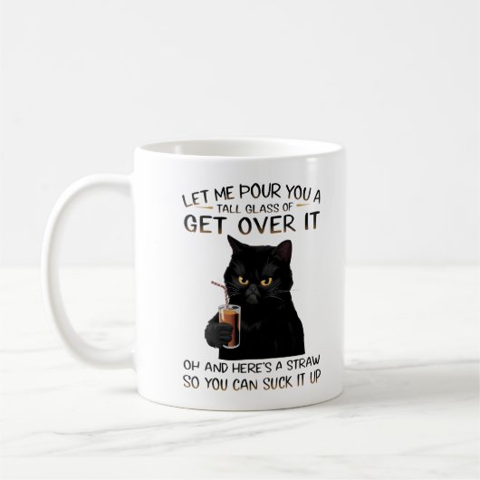 Tasse classique de design d'attitude de chat noir (Gauche)