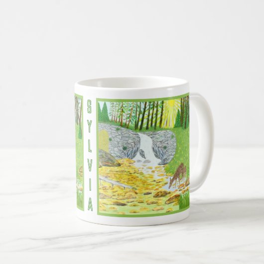 Tasse Classique de Scène de Forêt avec Texte (Devant droit)