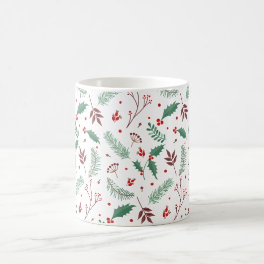 Tasse classique florale du motif | de Noël élégant (Centre)