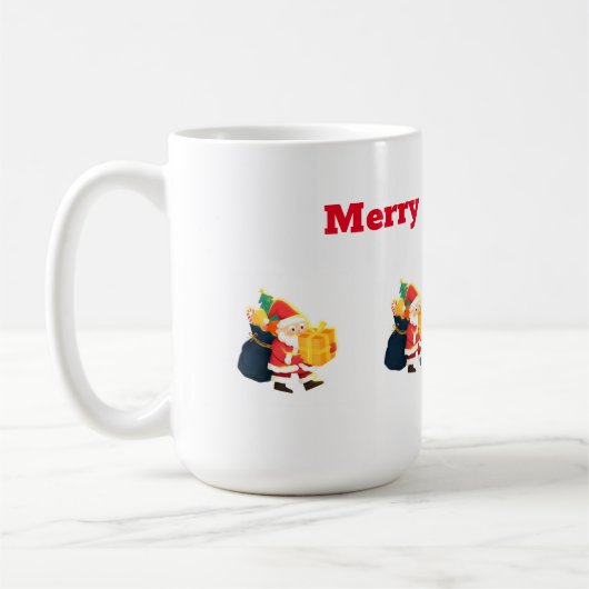 Tasse classique imprimée Texte de Noël 15 oz (Gauche)