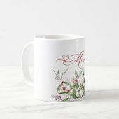 Tasse Classique Maman avec Feuillage Aquarelle Nom (Devant gauche)