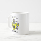 Tasse Classique Marron Nom de Famille et Blason (Devant gauche)