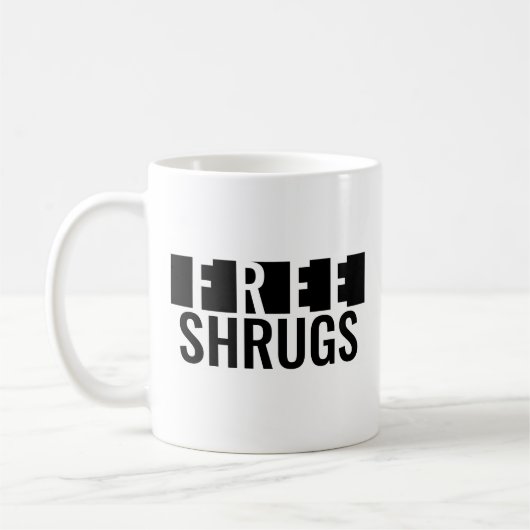 Tasse Classique Minimaliste "Free Shrugs" (Gauche)