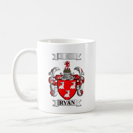 Tasse Classique Ryan Nom de Famille Et Blason (Gauche)