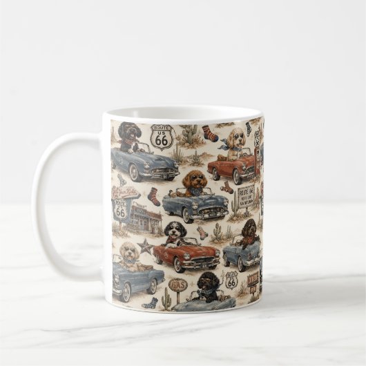 Tasse Cockapoo Route 66 Rétro (Gauche)