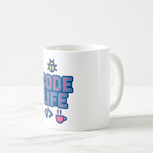 Tasse CODE LIFE – Pour les programmeurs qui débugu (Devant droit)