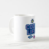 Tasse CODE LIFE – Pour les programmeurs qui débugu (Devant gauche)