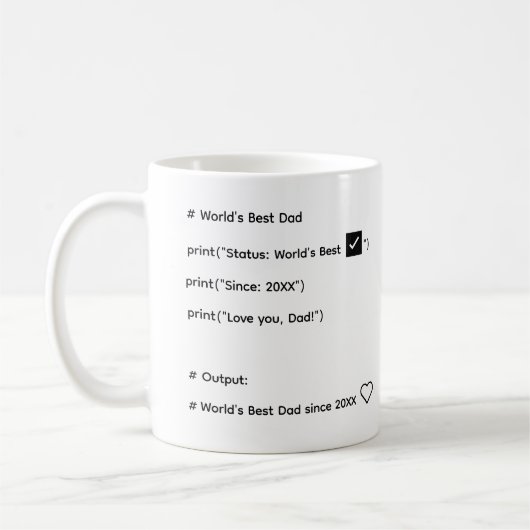 Tasse Code personnalisé Meilleur Papa du Monde – C (Gauche)