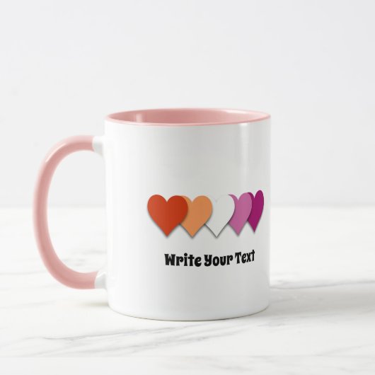Tasse coeurs de fierté lesbienne (Gauche)