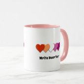 Tasse coeurs de fierté lesbienne (Devant droit)