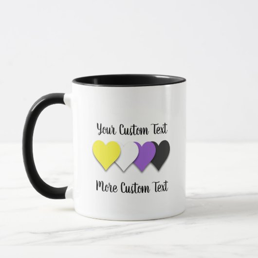 Tasse coeurs de fierté non-binaire (Gauche)