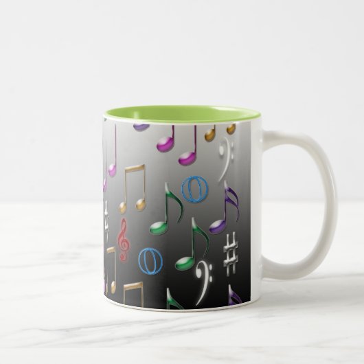 Tasse colorée de notes musicales (Droit)